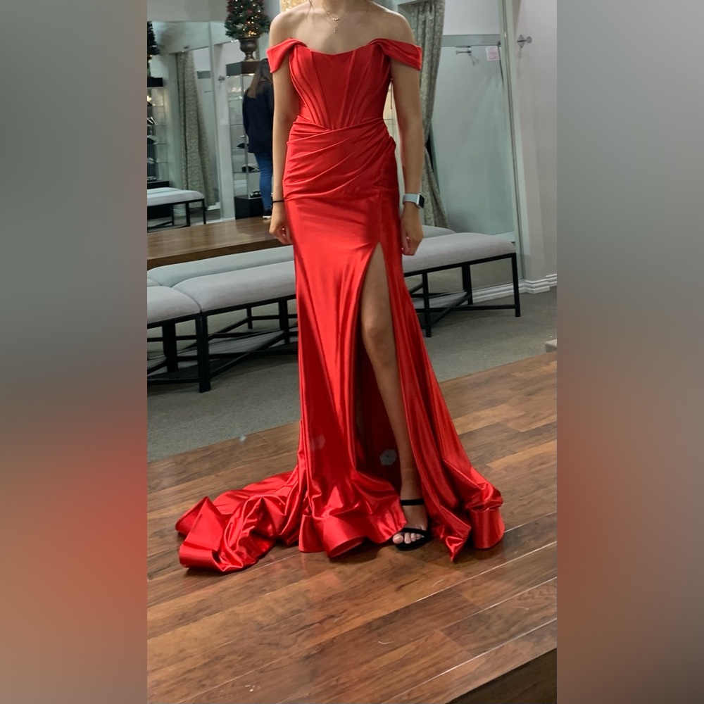 Sherri Hill Red Satin Dress
